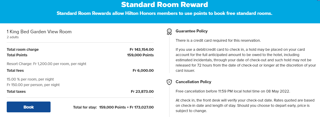Booking a Hilton award