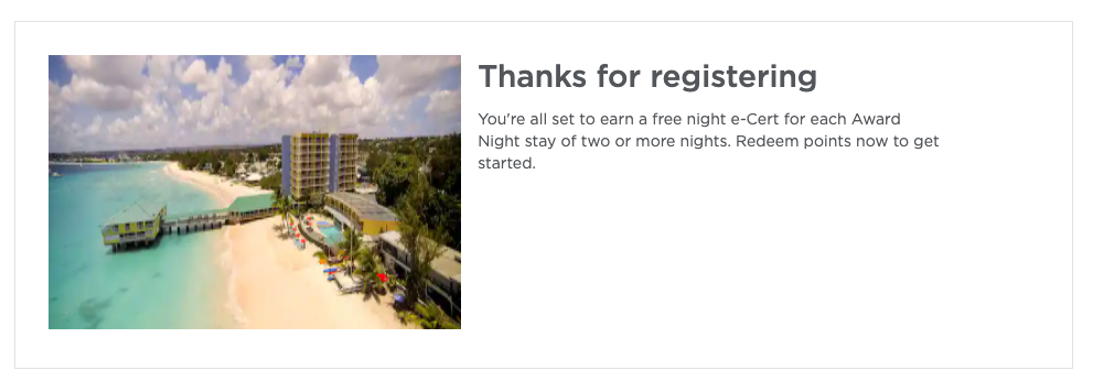 register page for Radisson Rewards One.Two.Free. promotion
