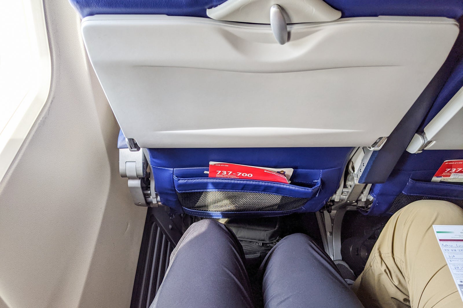 Leg room on a Southwest flight
