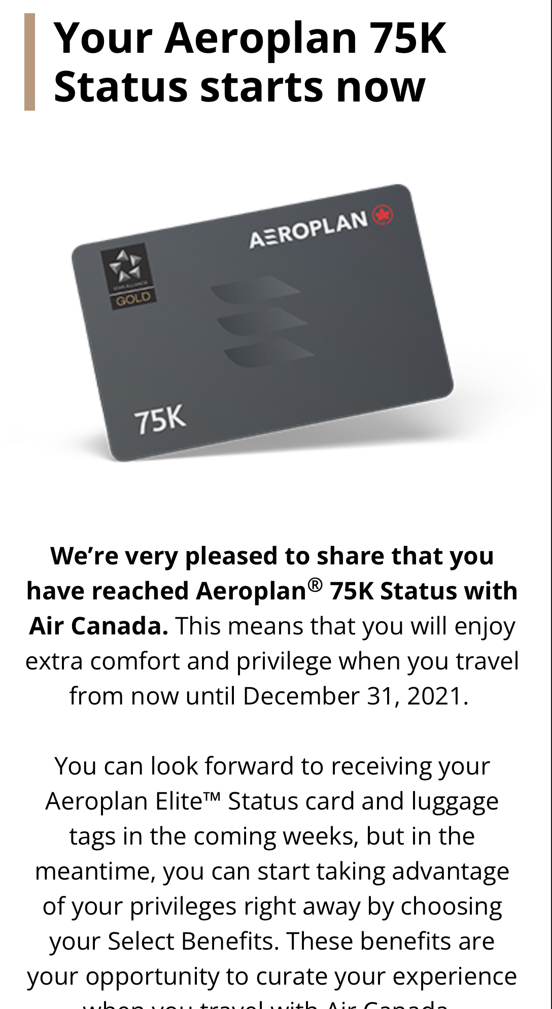 Air Canada elite match confirmation