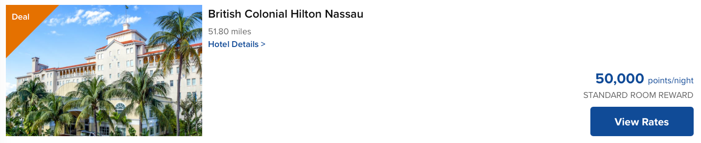 British Colonial Hilton Nassau points price