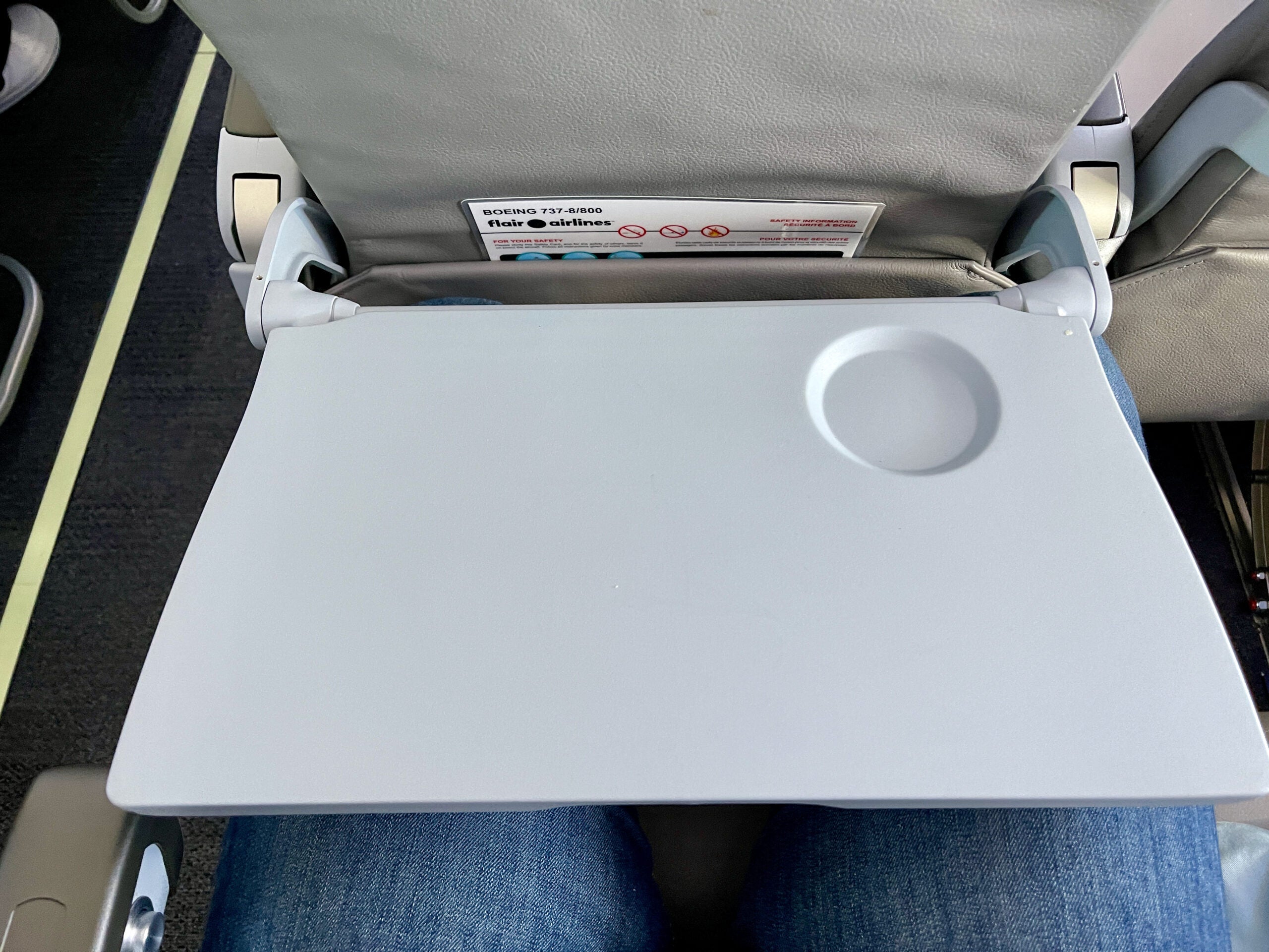 Flair Airlines tray table