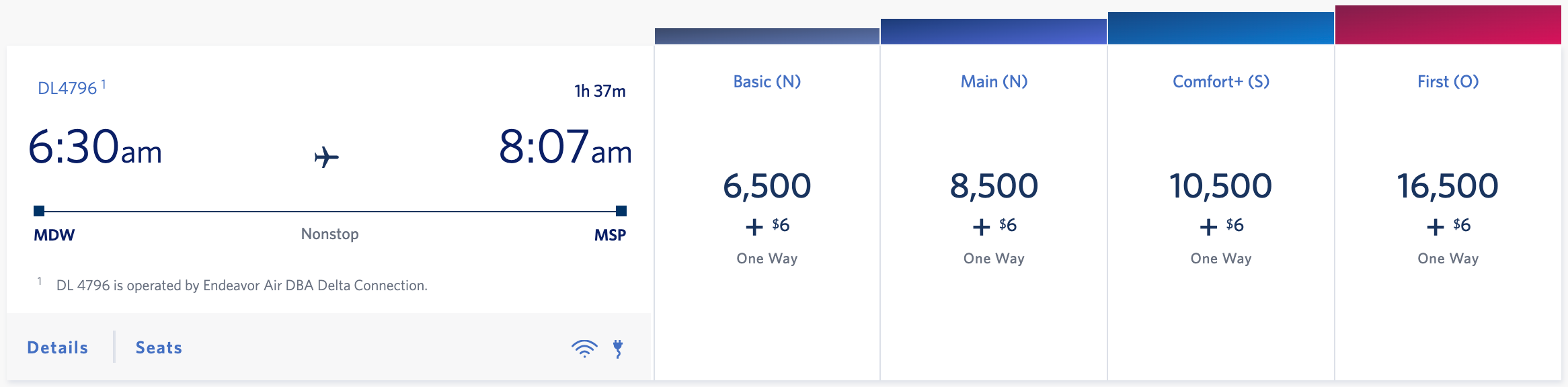 MDW to MSP SkyMiles award ticket