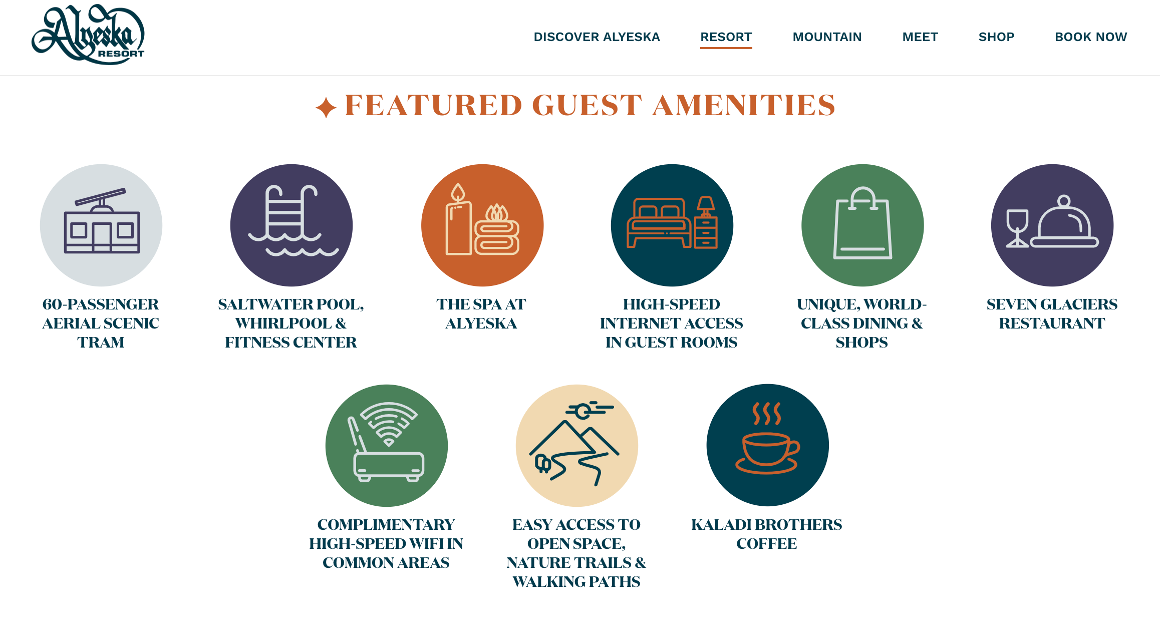 List of amenities. (Screenshot courtesy Aleyska Resort)