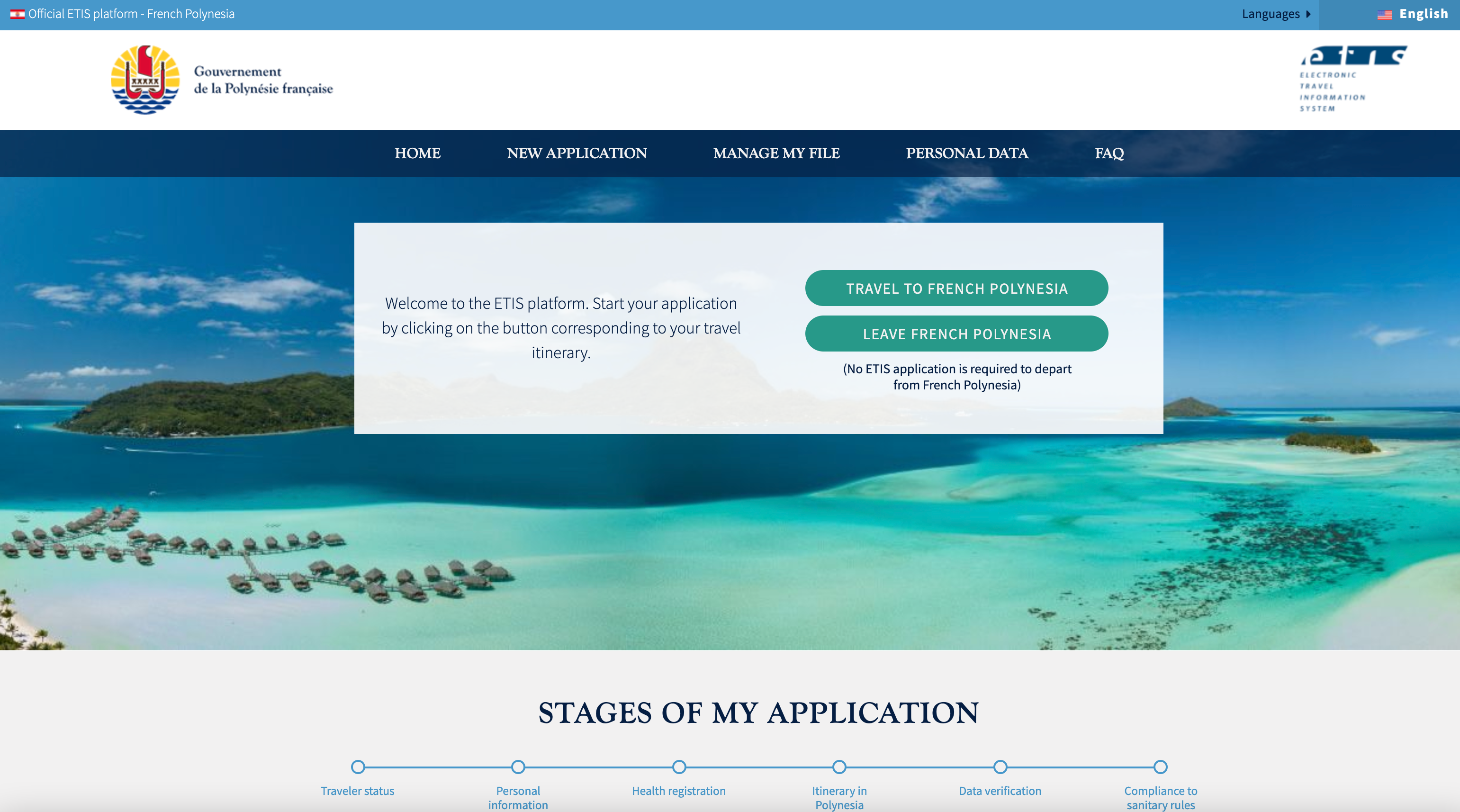 ETIS application front page. (Screenshot courtesy French Polynesia)