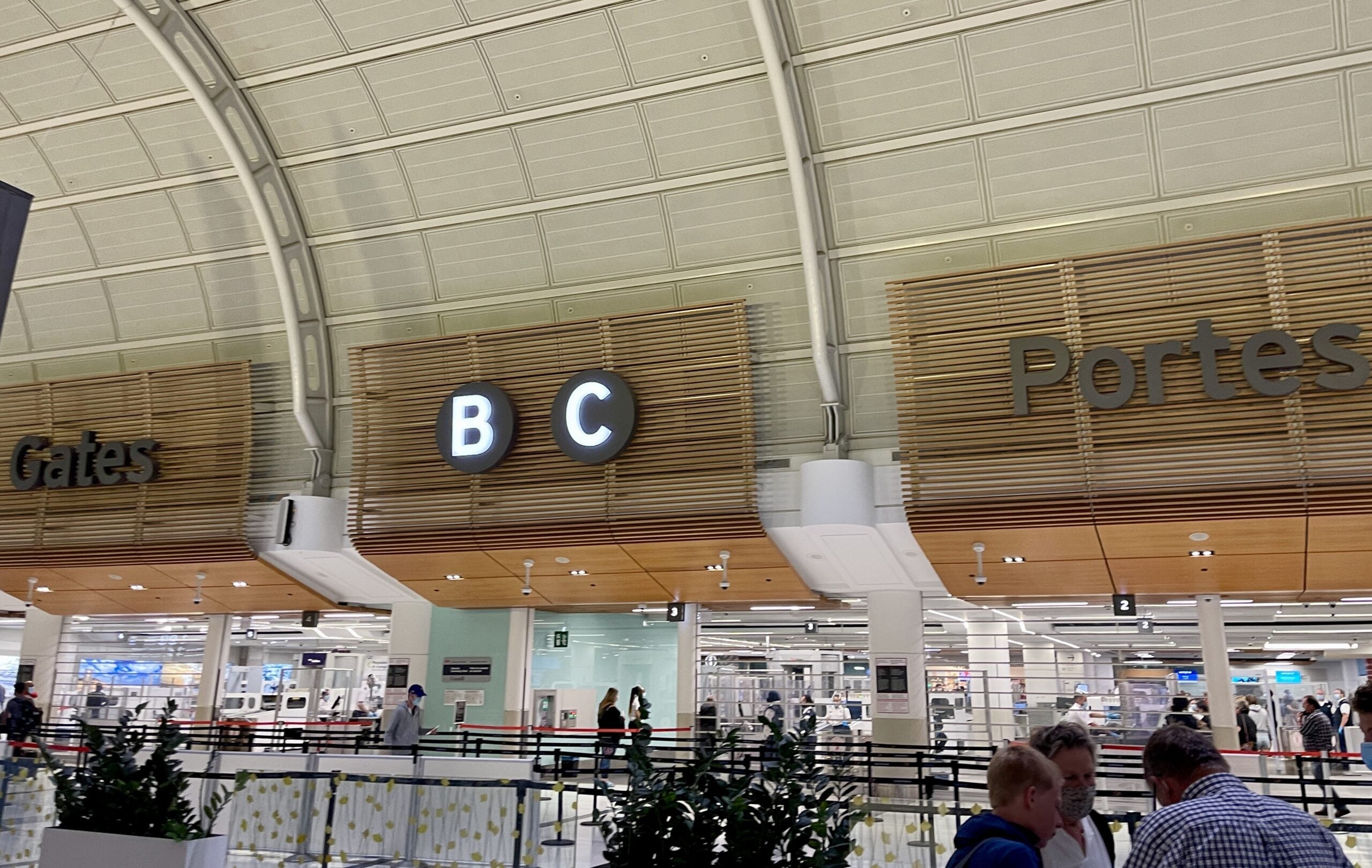Sign for B and C gates security area at YYZ