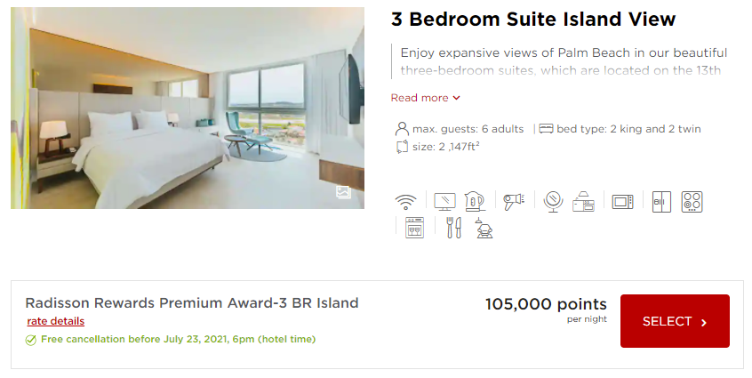 Suite at Radisson Blu Aruba points price