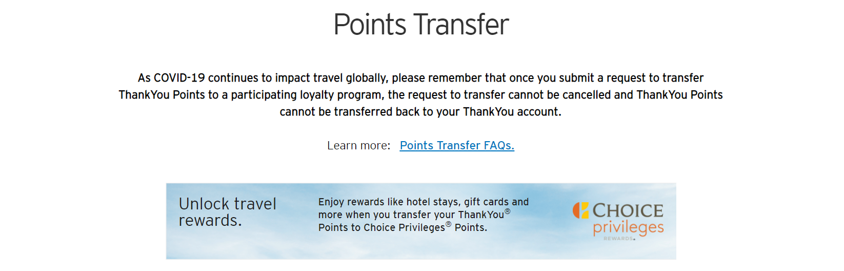 Citi ThankYou transfer points