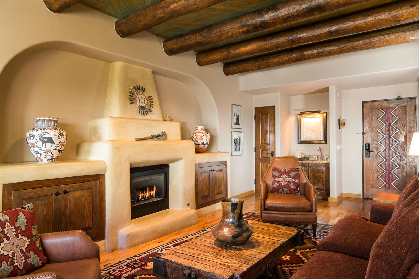 Hotel Santa Fe's Hacienda Suite with fireplace