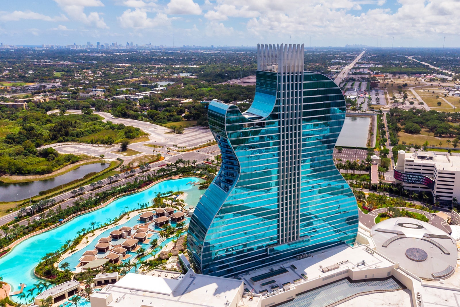 Guitar-shaped hotel at the Seminole Hard Rock Hotel