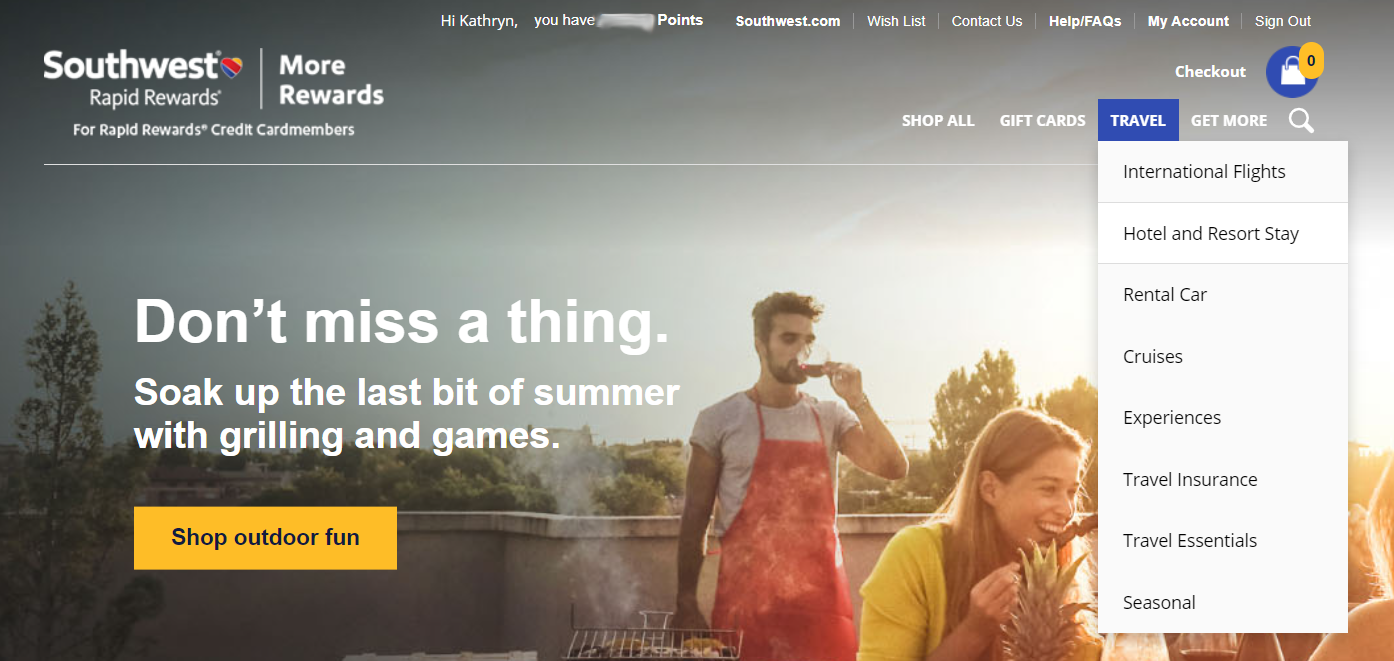 Book travel through Southwest More Rewards