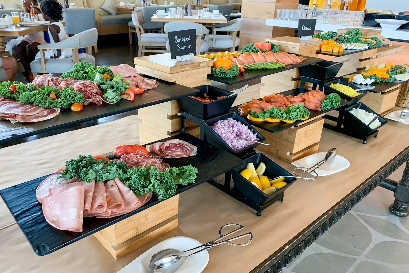 a breakfast buffet at a fancy hotel