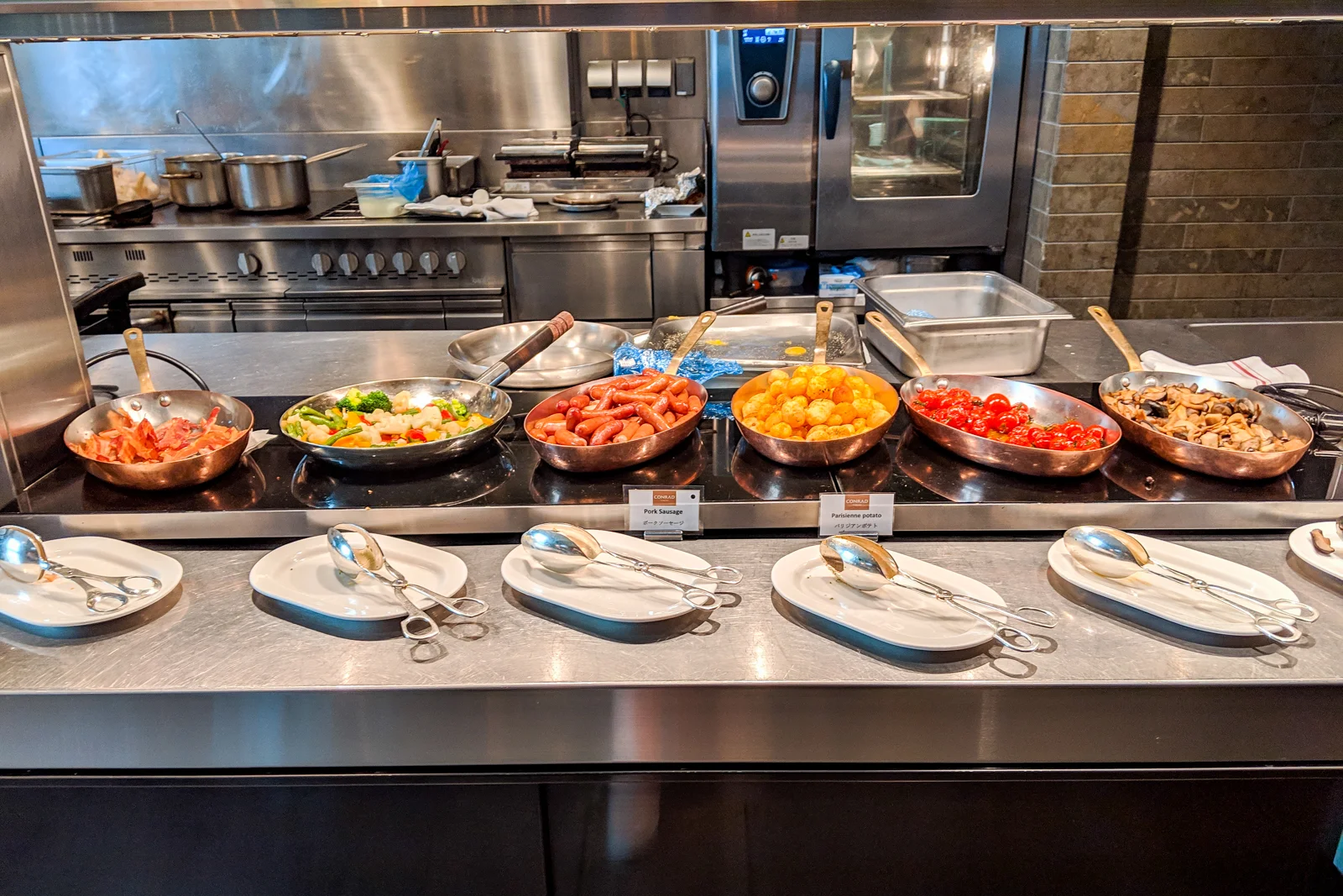 a hotel breakfast spread