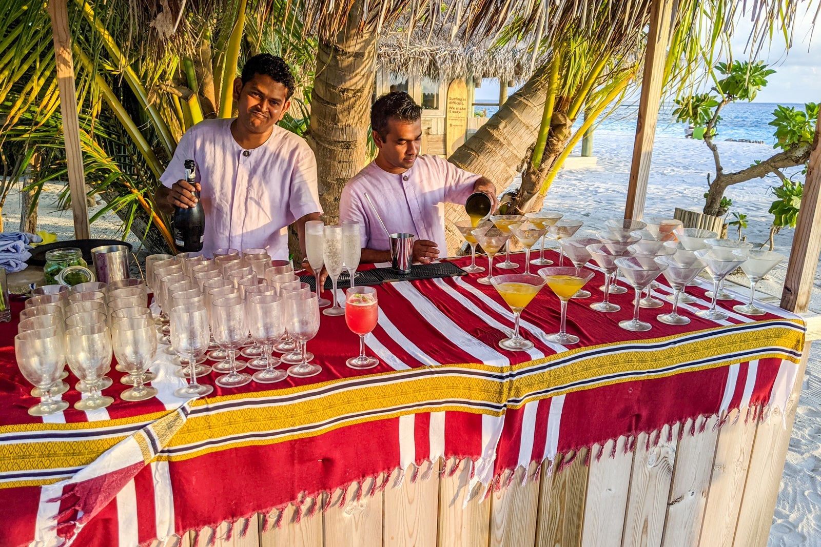 Management cocktail party at Six Senses Laamu