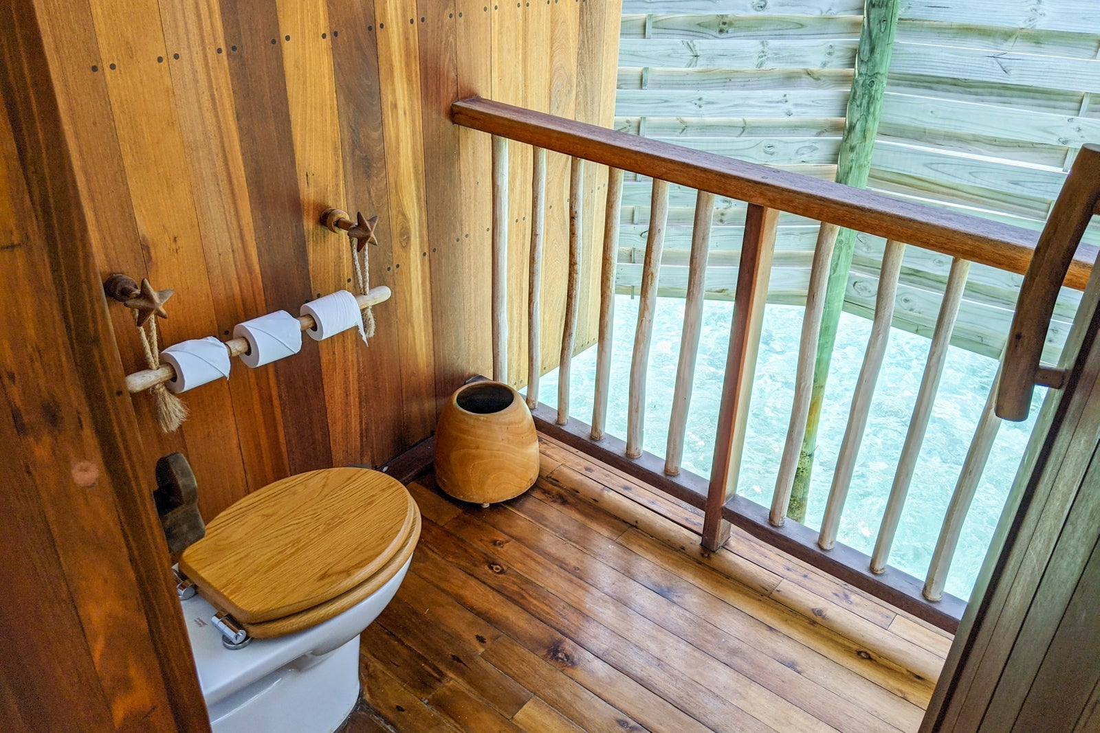 Open air toilet at Six Senses Laamu