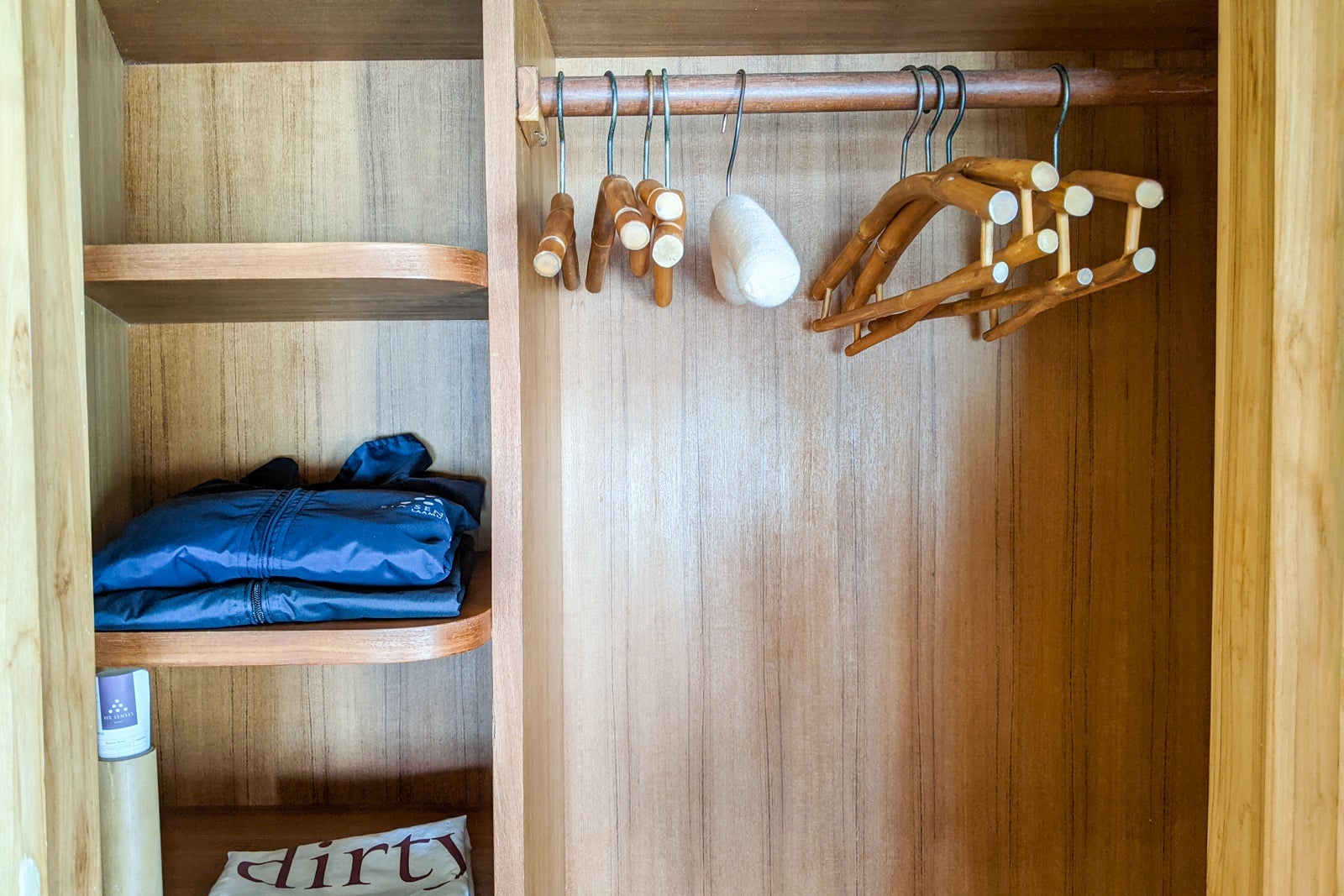 Closet to the right of the toilet room