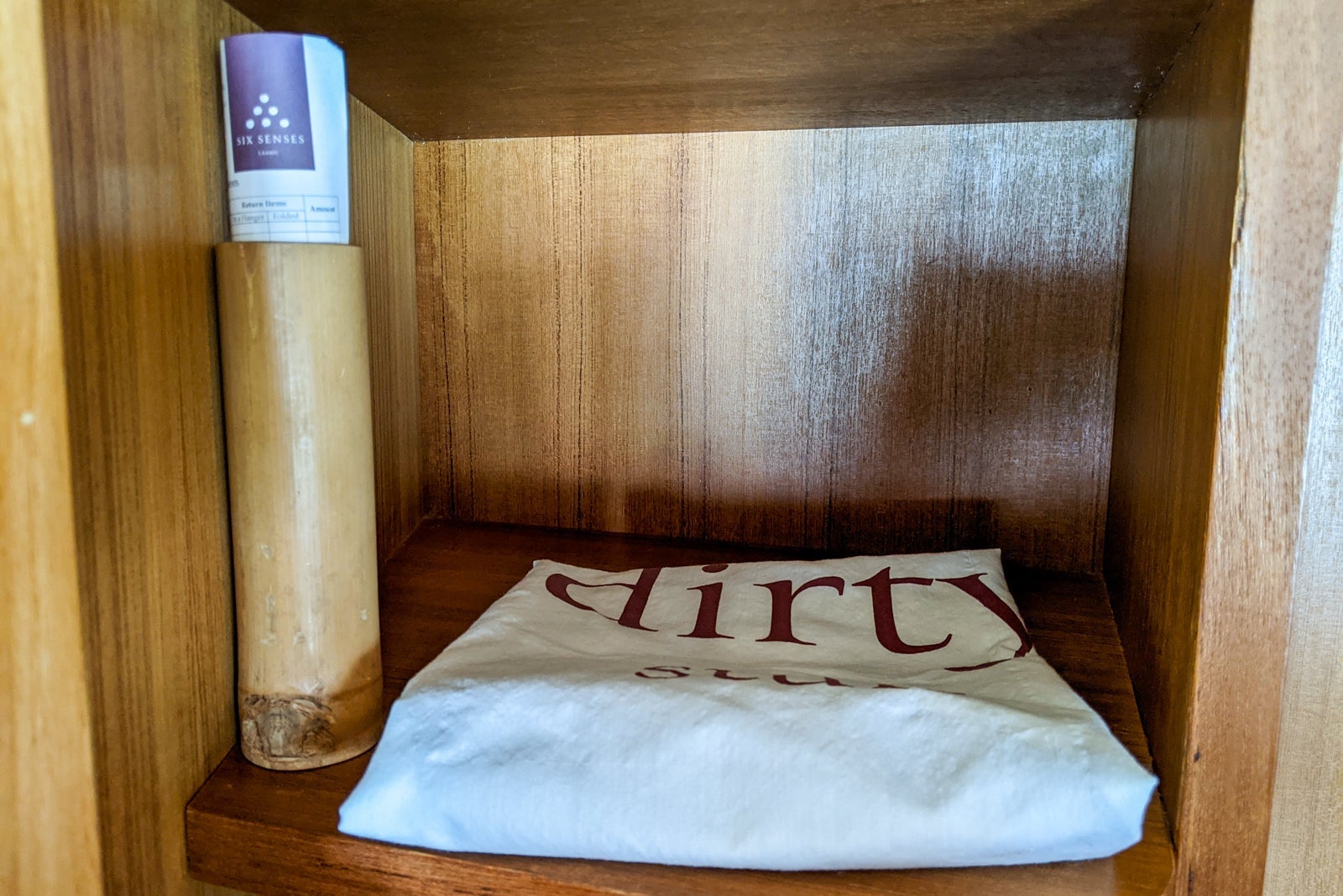 Laundry bag in the closet