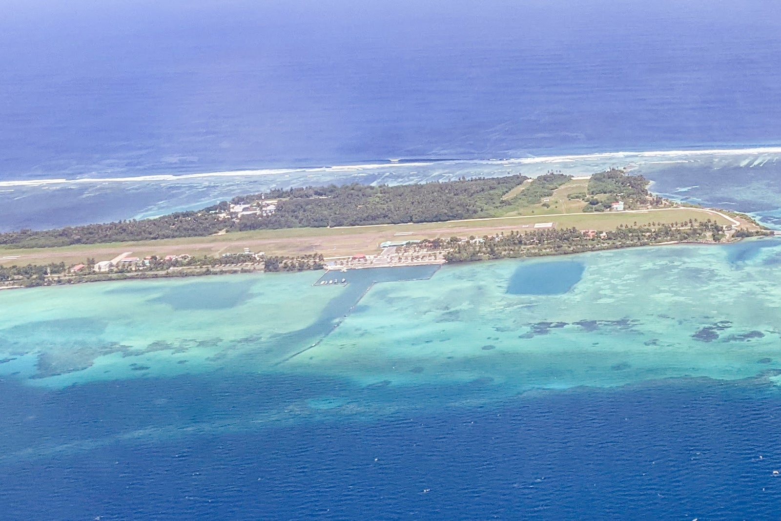 View of Kadhdhoo from Maldivian flight