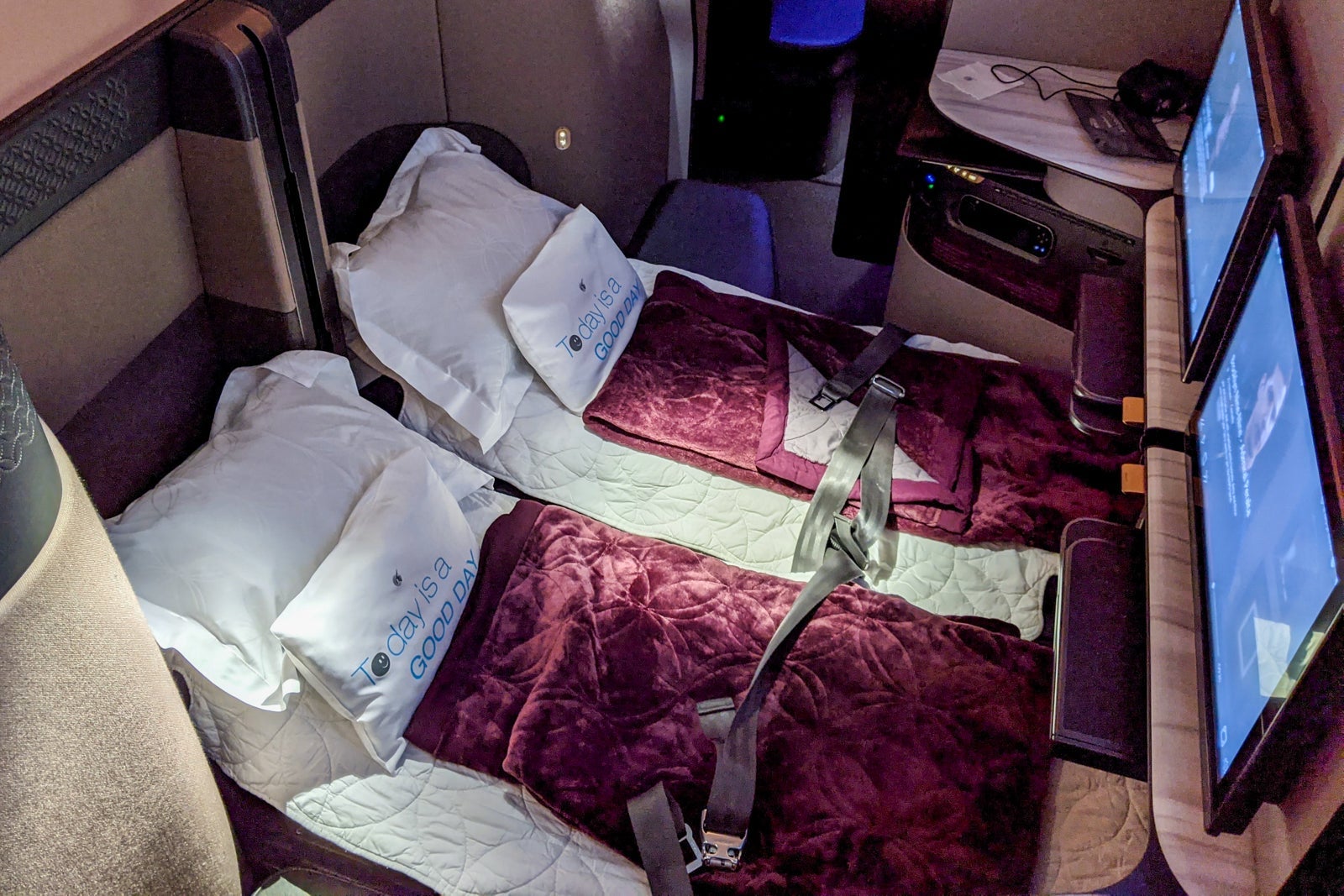 Two Qatar Airways Qsuite business class seats