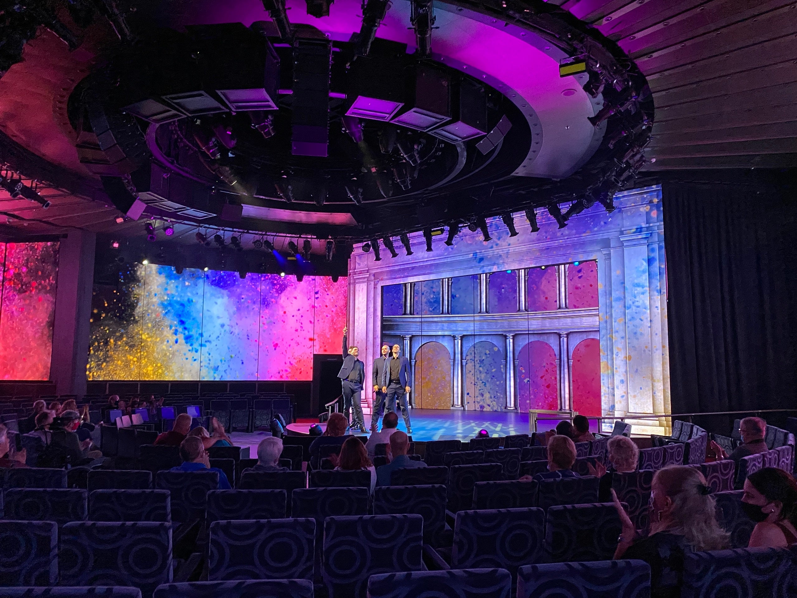 A performance by male vocal group Cantare on the World Stage on Holland America's Rotterdam.
