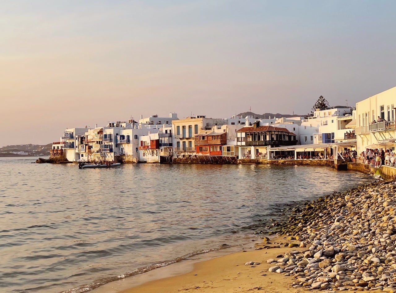 Mykonos, Greece at sunset