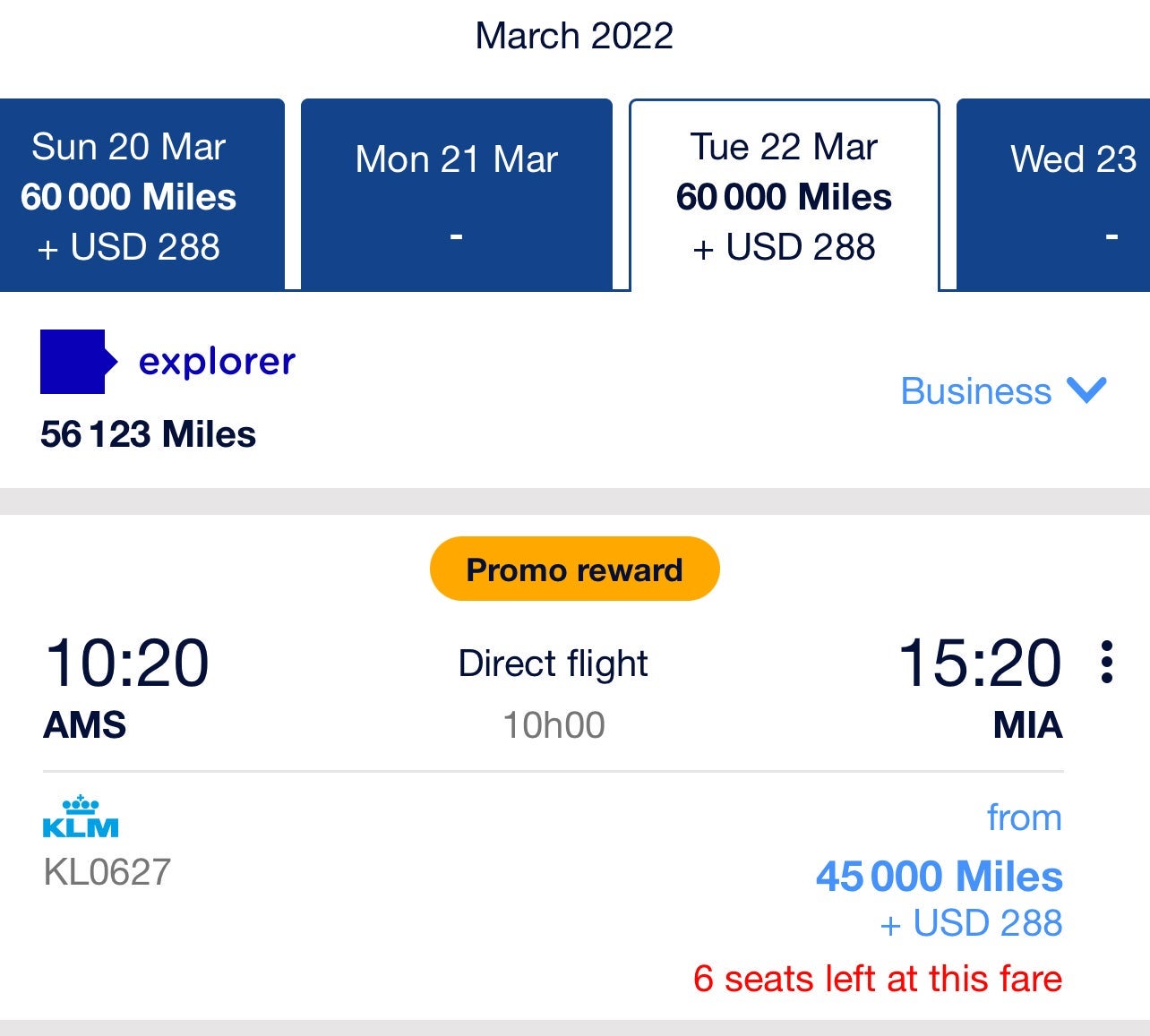 AMS to MIA Promo Reward