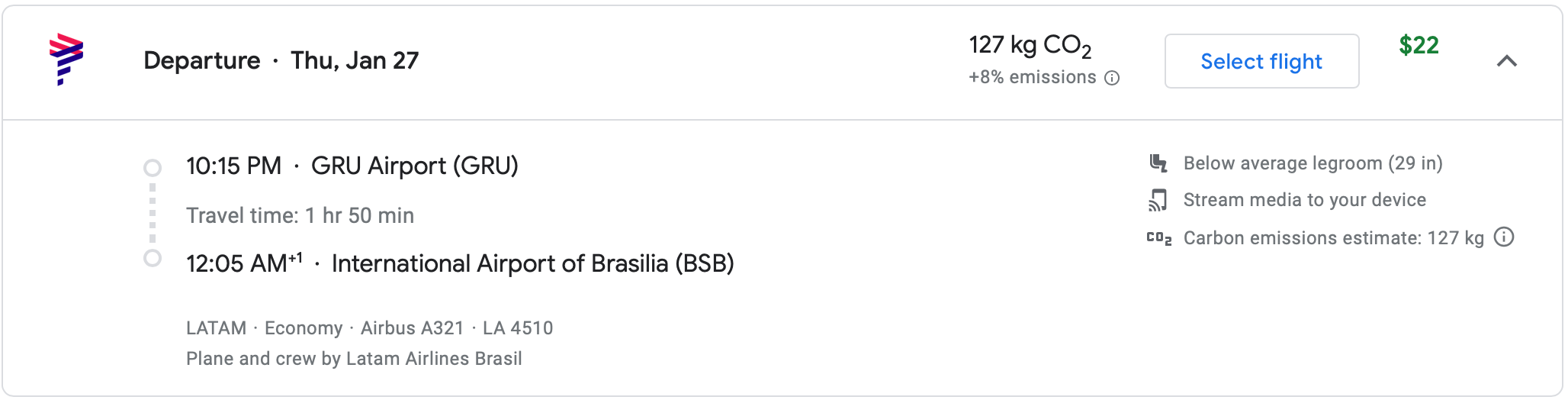 GRU BSB Google Flights