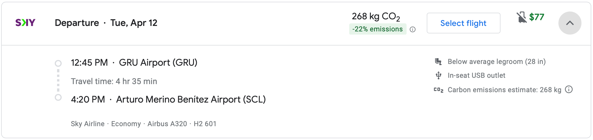 GRU SCL Google Flights