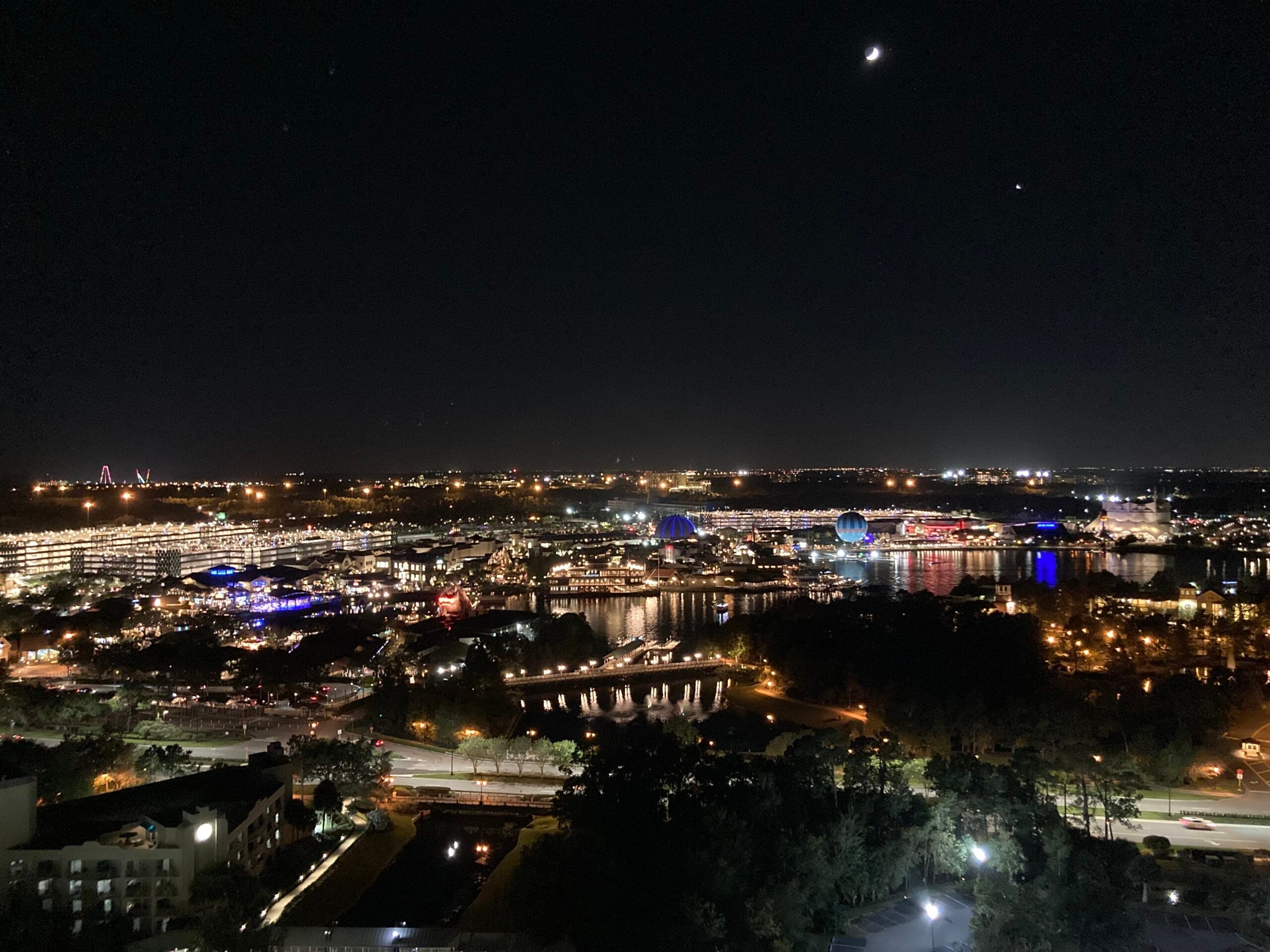 A view of Disney Springs from the Hilton Orlando Buena Vista Palace