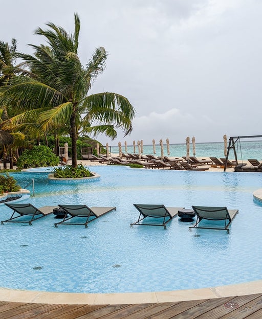 A pool at the InterContinental Maldives Maamunagau.