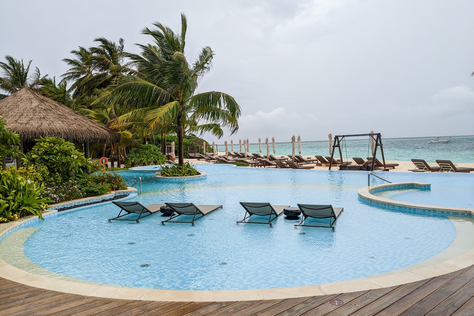 A pool at the InterContinental Maldives Maamunagau.
