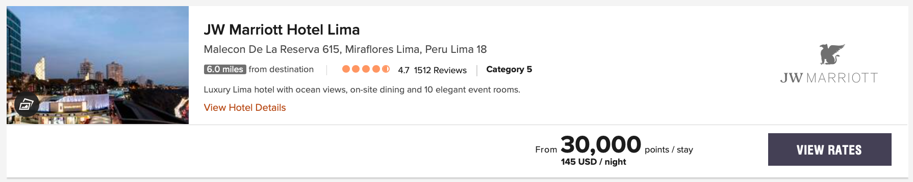 JW Marriott Santiago Award Price