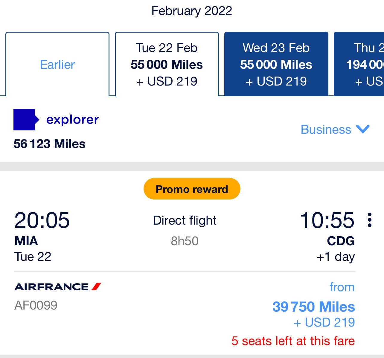 MIA to CDG Promo Reward