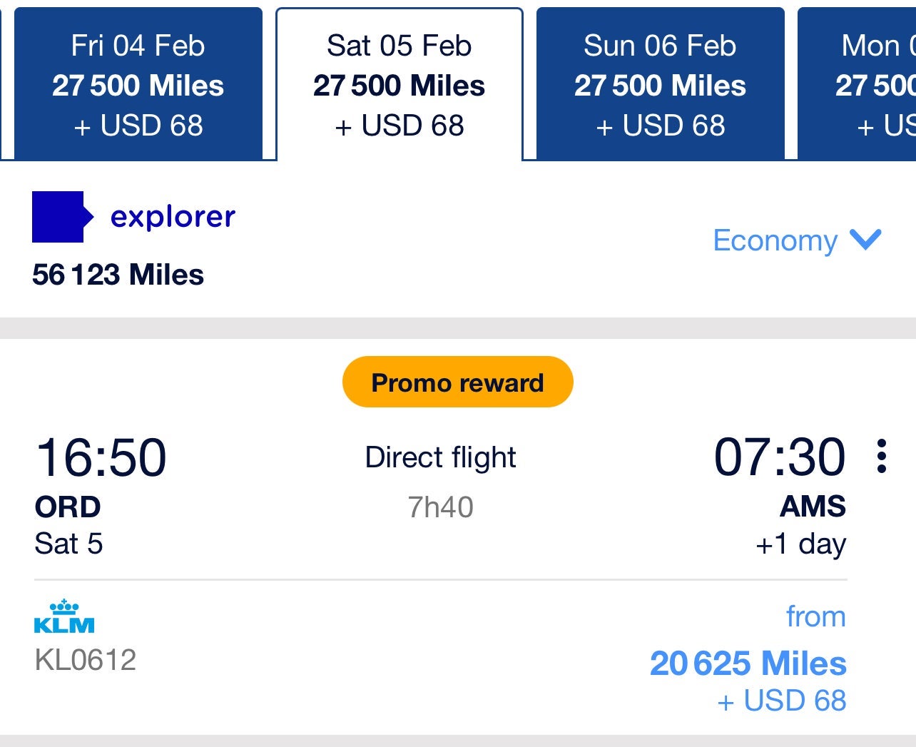 ORD to AMS Promo Reward