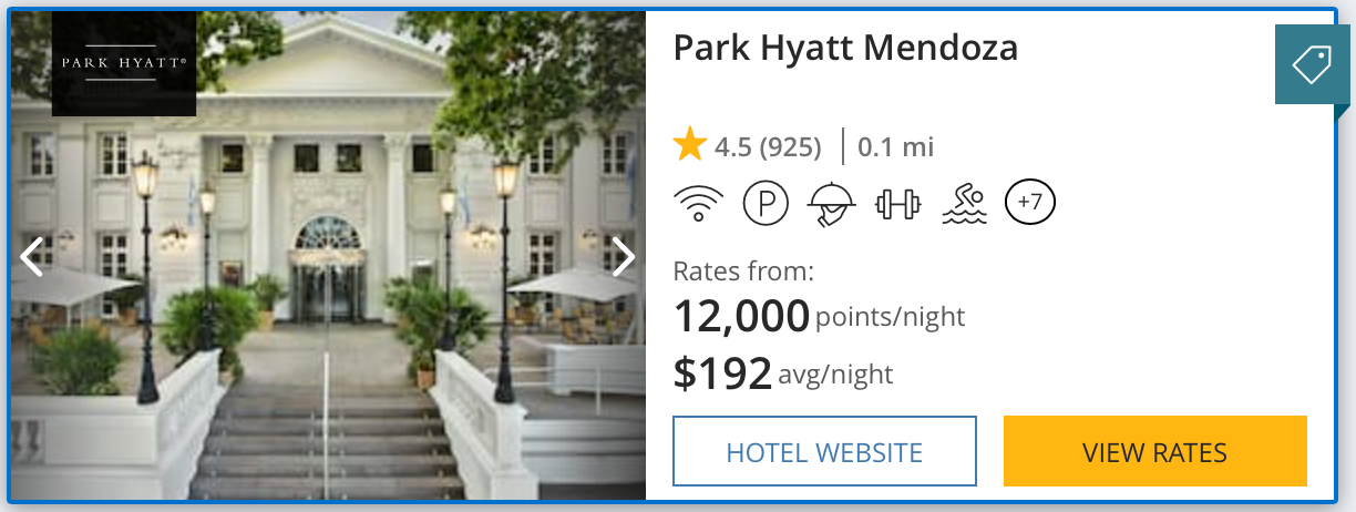 Park Hyatt Mendoza points stay
