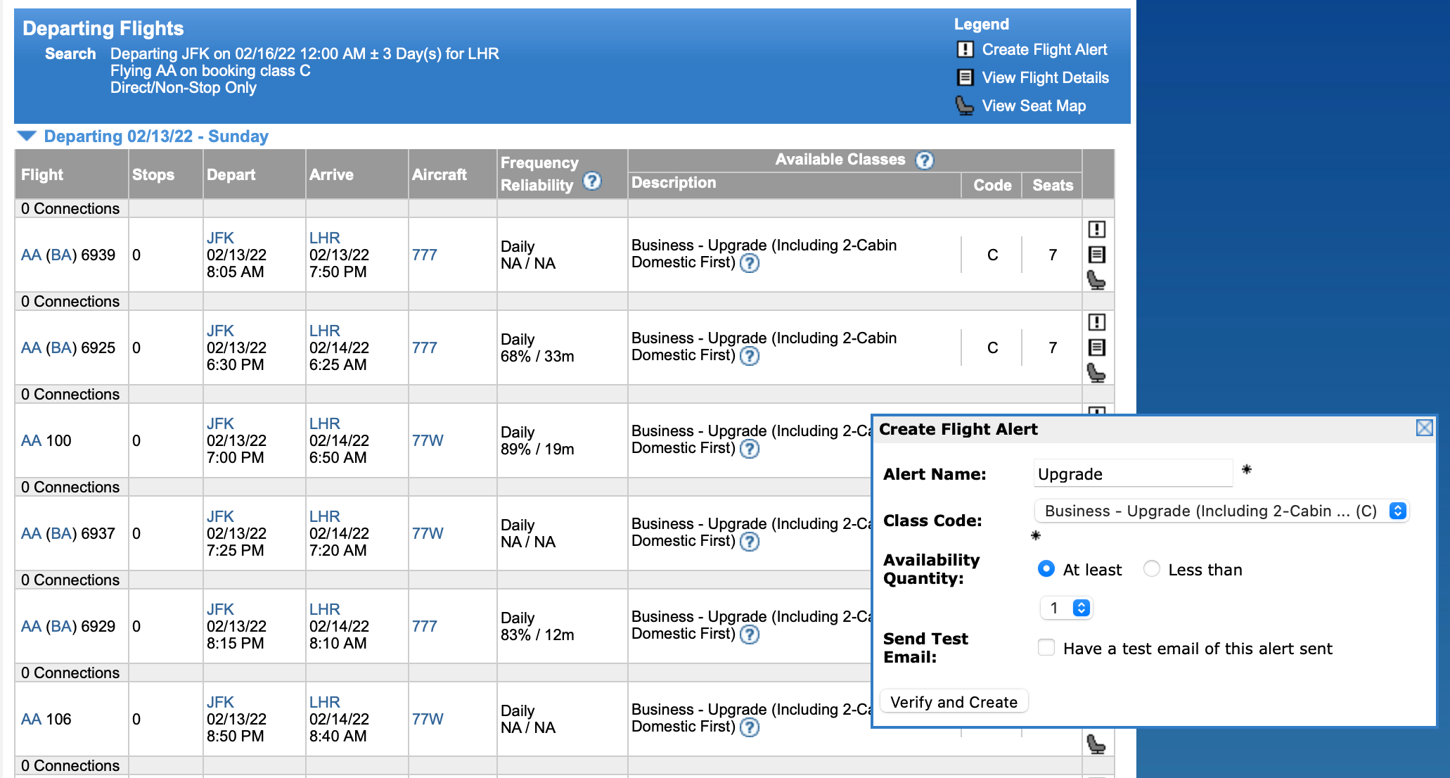Setting up ExpertFlyer upgrae alert