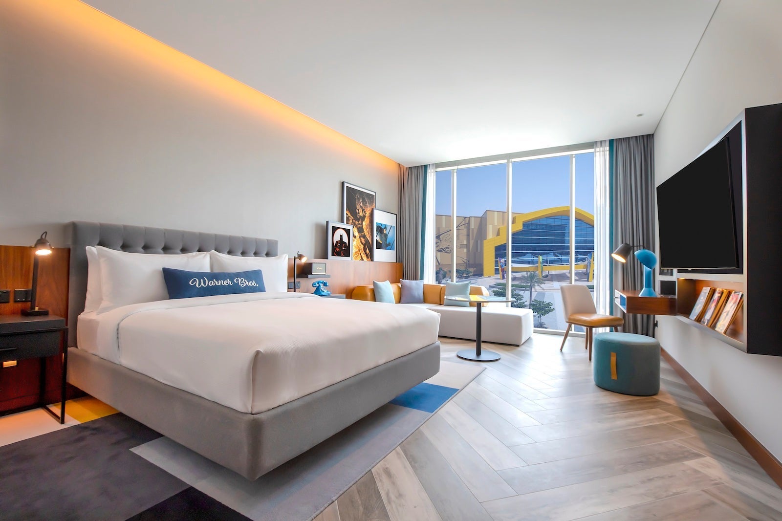WB hotel room overlooking WB theme park