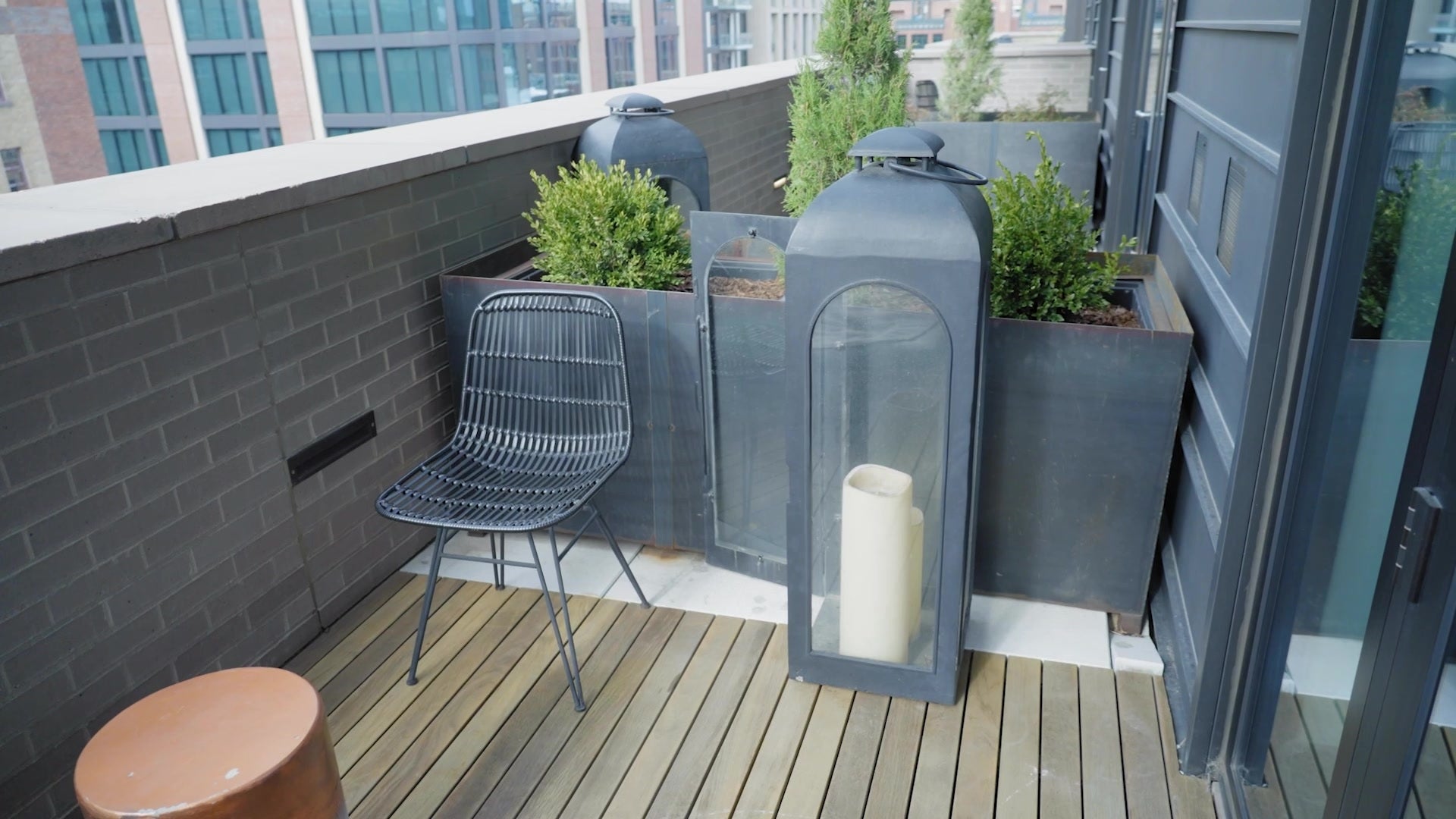 The balcony for a room at the Maven Hotel in Denver, Colorado