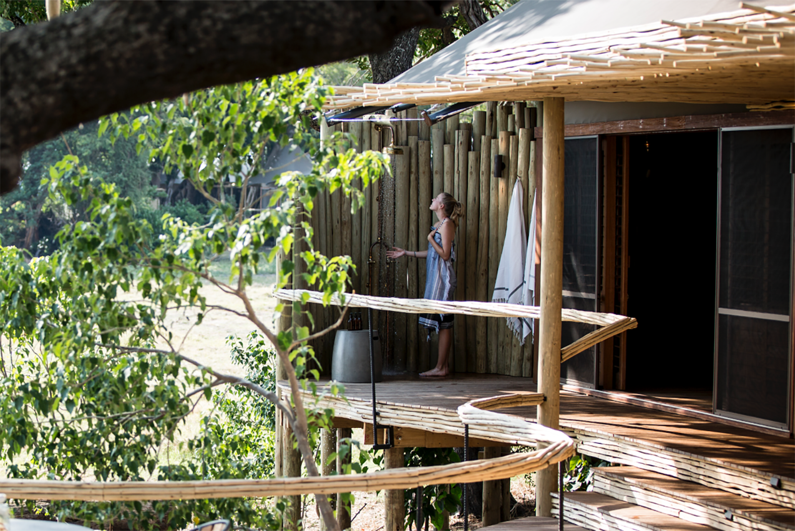 Little Mombo Camp Bostwana outdoor shower
