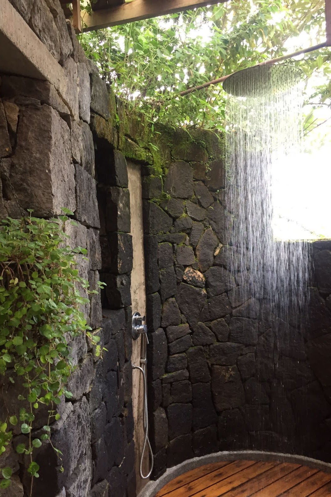 outdoor shower at Origins Lodge
