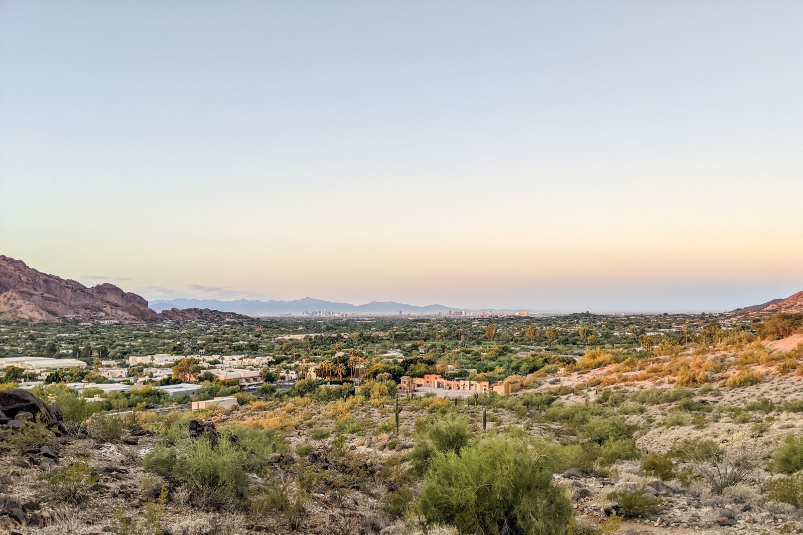Looking over the JW Marriott Scottsdale Camelback Inn Resort & Spa from a nearby walking trail