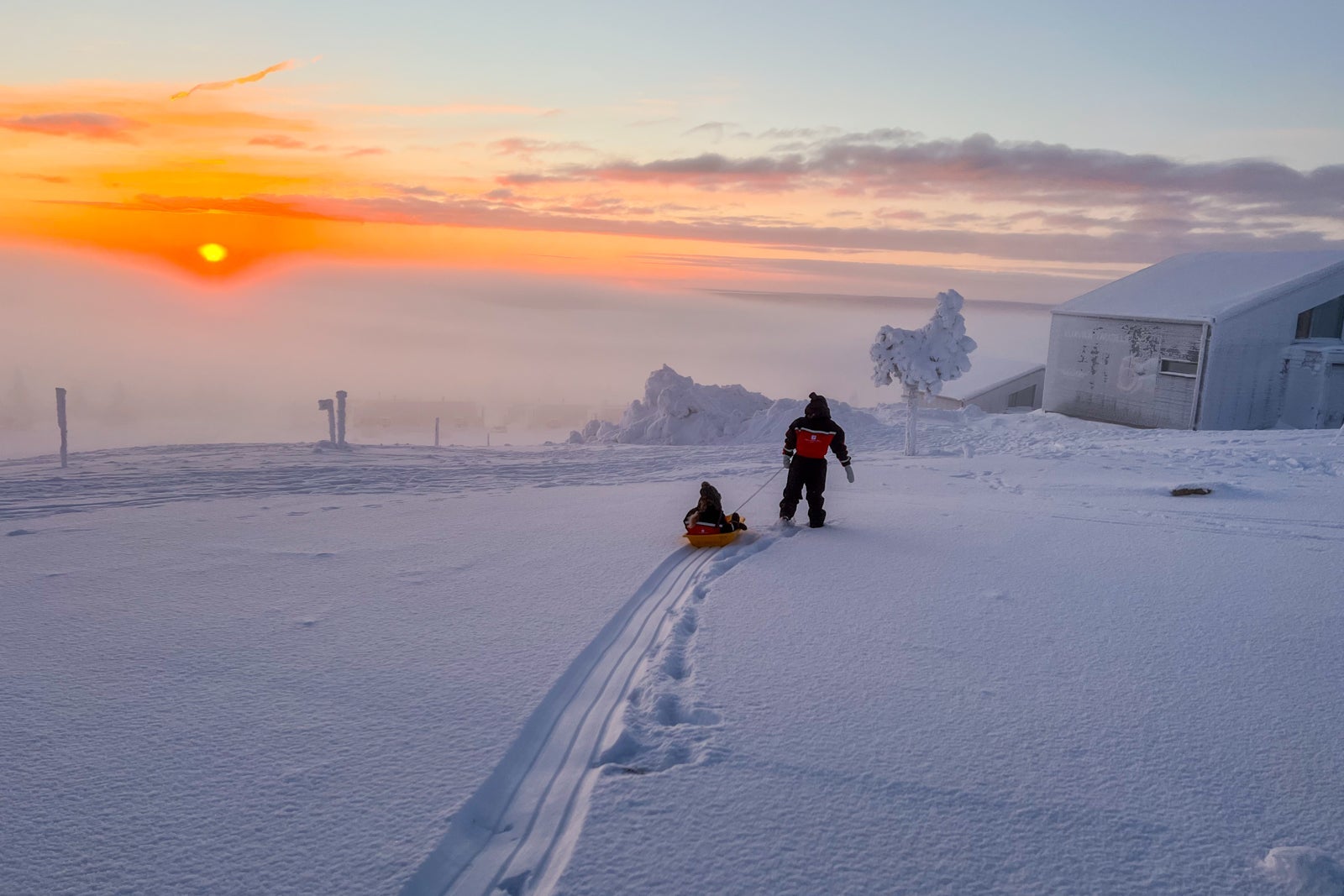 kids in the snow in FInland