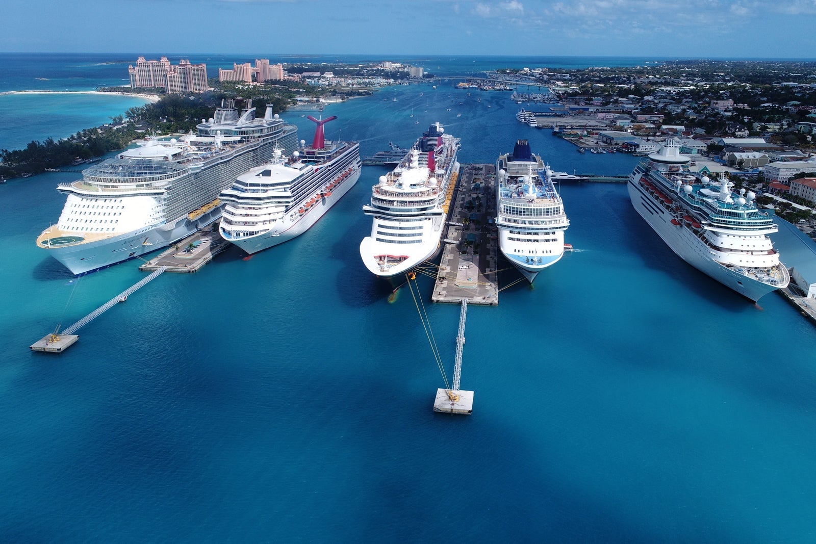 Cruise ships in Nassau, Bahamas.