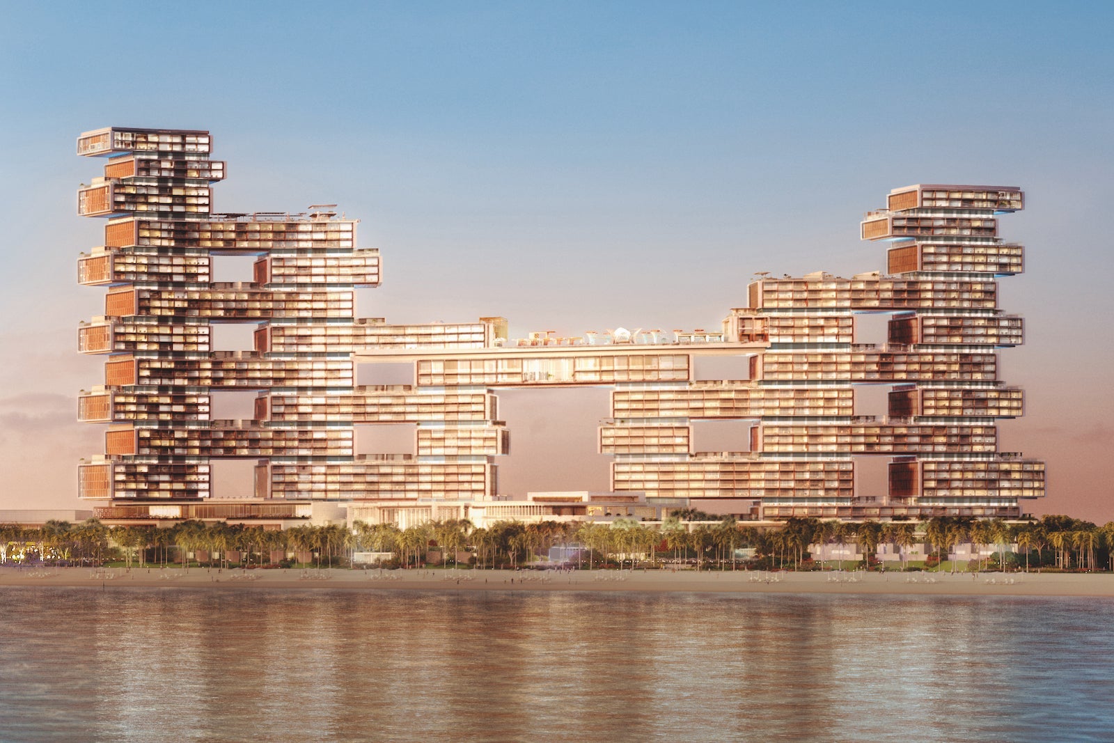large modern building on beach