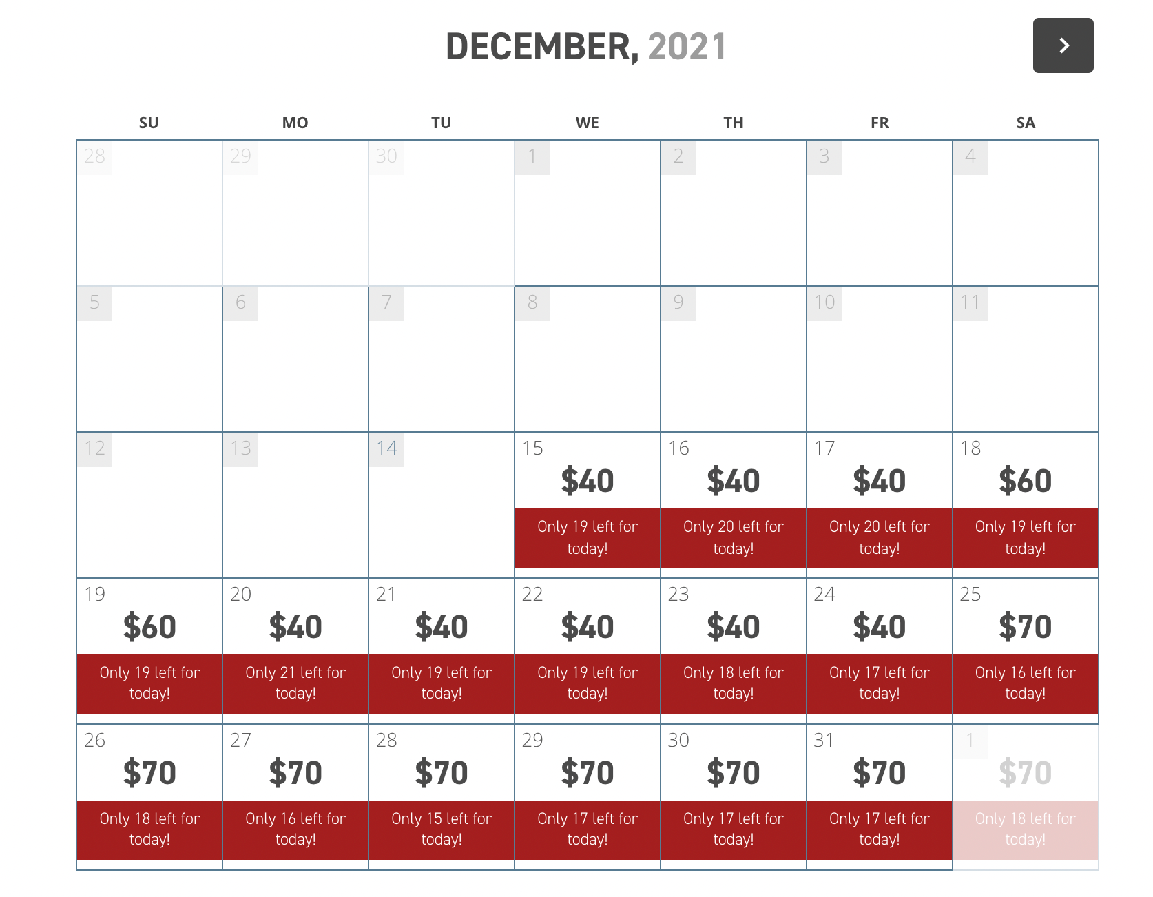 Big Sky parking prices