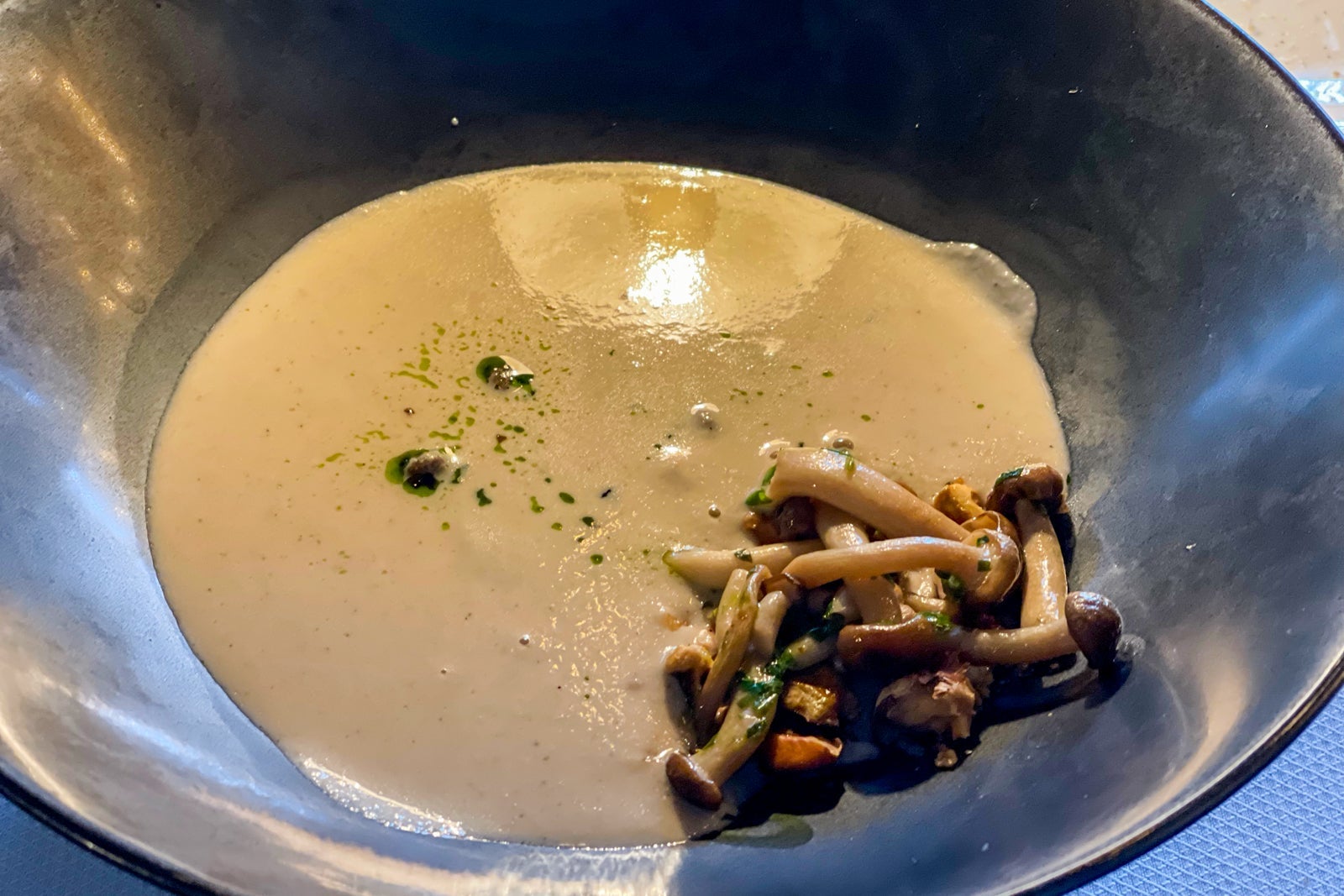 mushroom bisque at Stone & Webster Chophouse