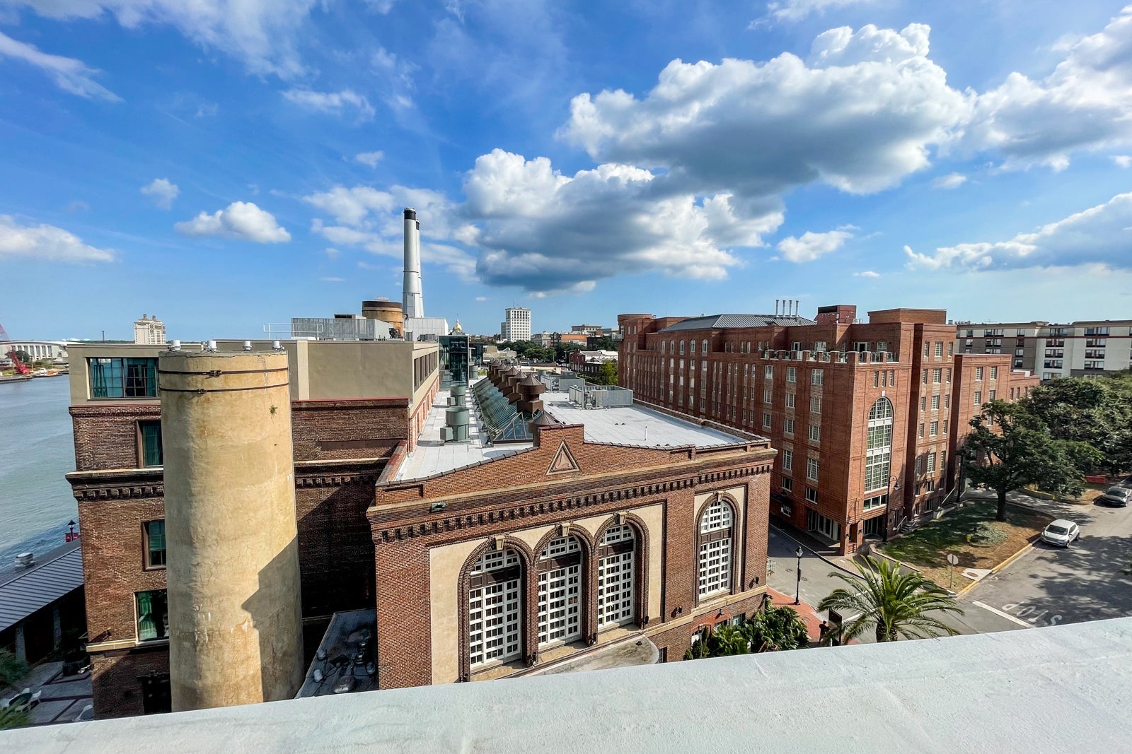View from balcony room Atlantic building at JW Marriott Savannah Plant Riverside