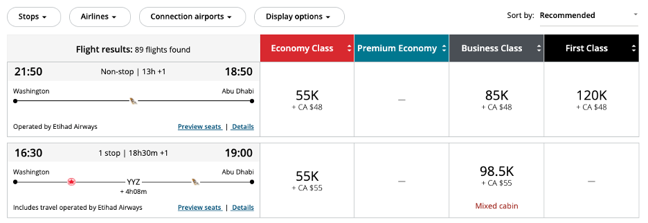 Aeroplan award search