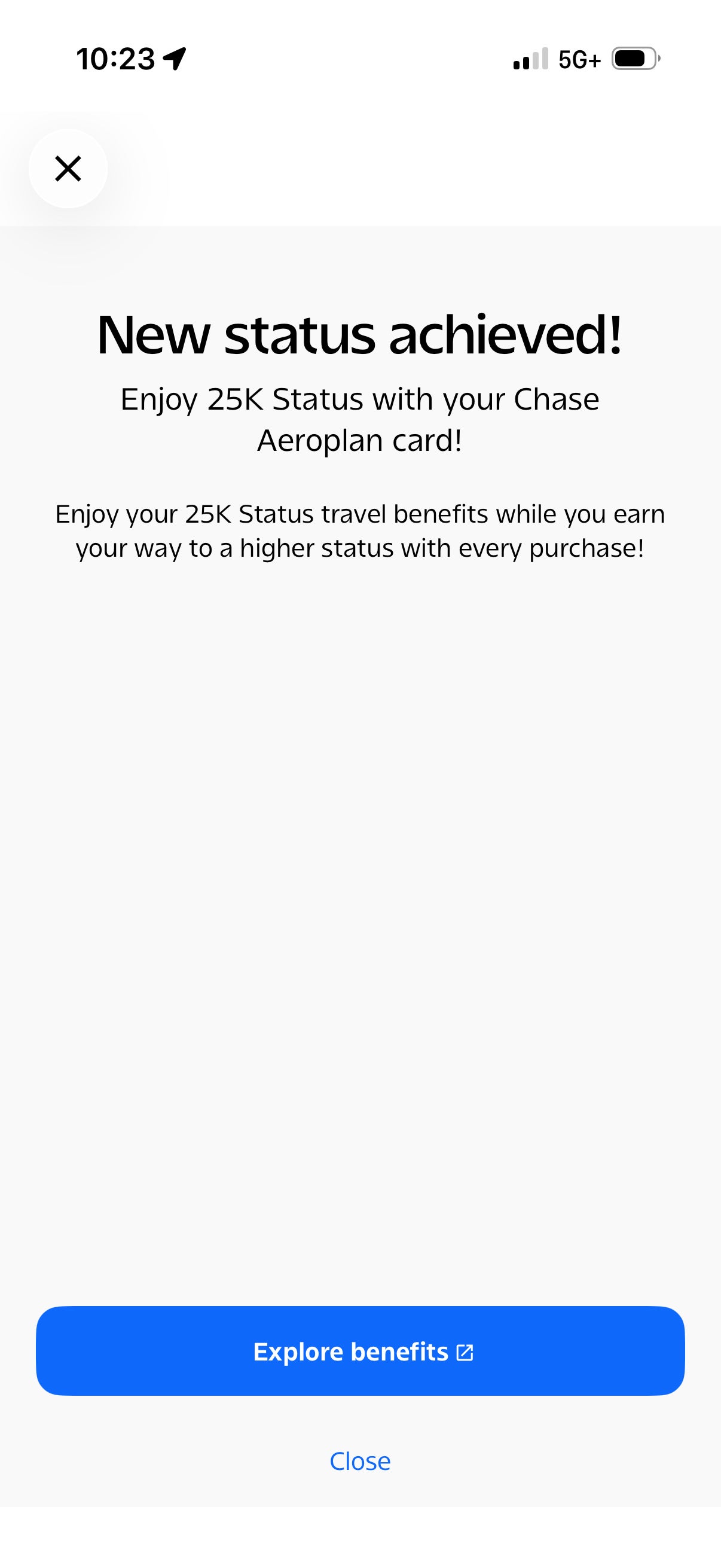 Air Canada Aeroplan app.