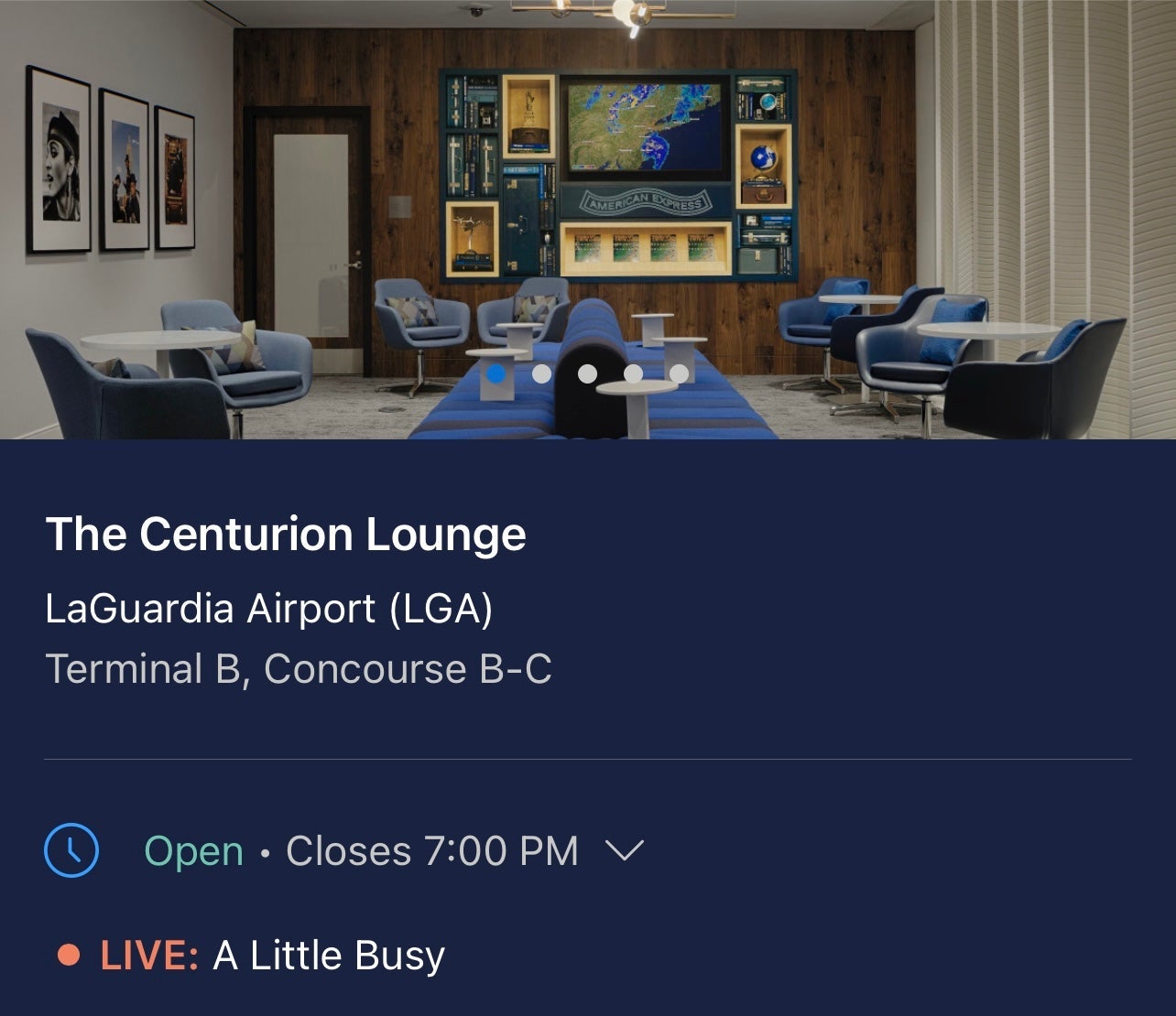 Amex lounge slightly busy